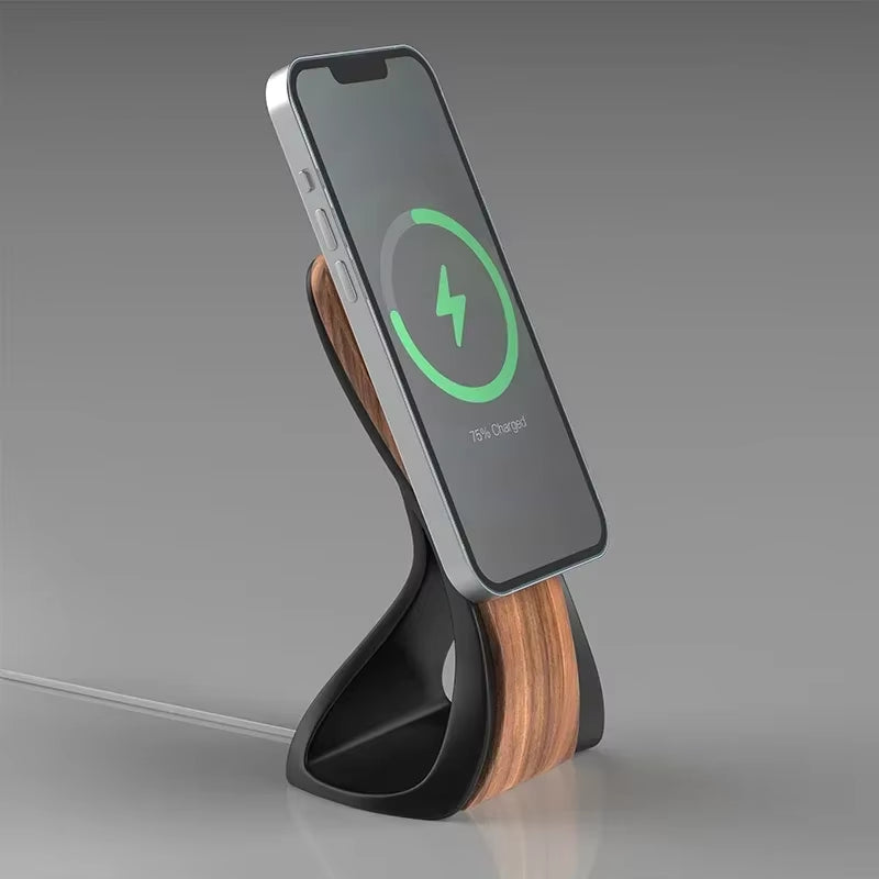 Custom Wooden MagSafe Charging Stand – Creative Desktop Phone Holder