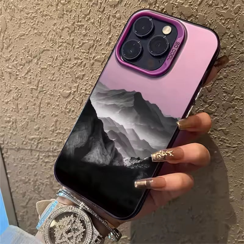 Phone Case for Iphone 16E Cases for Iphone 16 14 13 11 12 Pro Max 7 8 16 plus XR XS X SE2 New Colorful Mountain View Print Cover