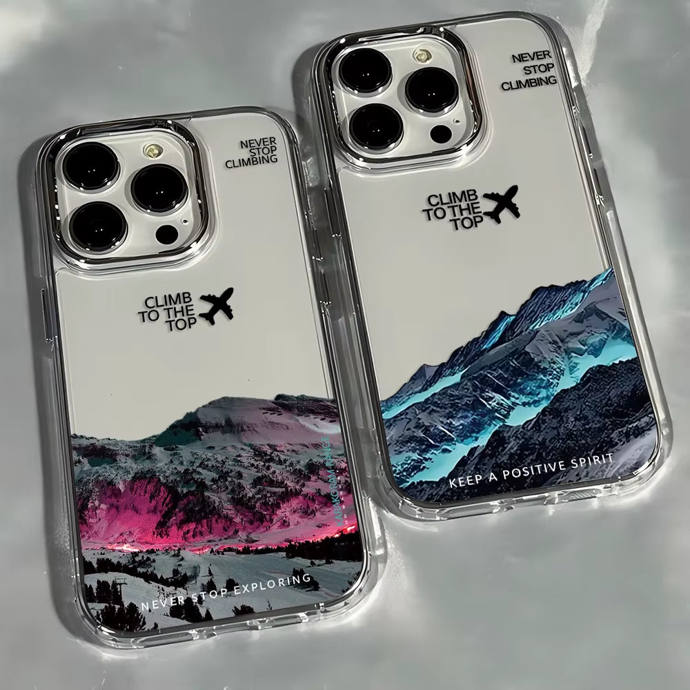 Luxury Mountain Peak Aircraft Phone Case for Iphone 17 16E 16 15 14 13 12 11 Mini Pro Max X XR XSMAX 8 7 Air plus Soft Cover