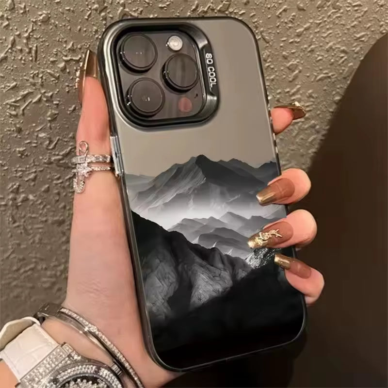Phone Case for Iphone 16E Cases for Iphone 16 14 13 11 12 Pro Max 7 8 16 plus XR XS X SE2 New Colorful Mountain View Print Cover