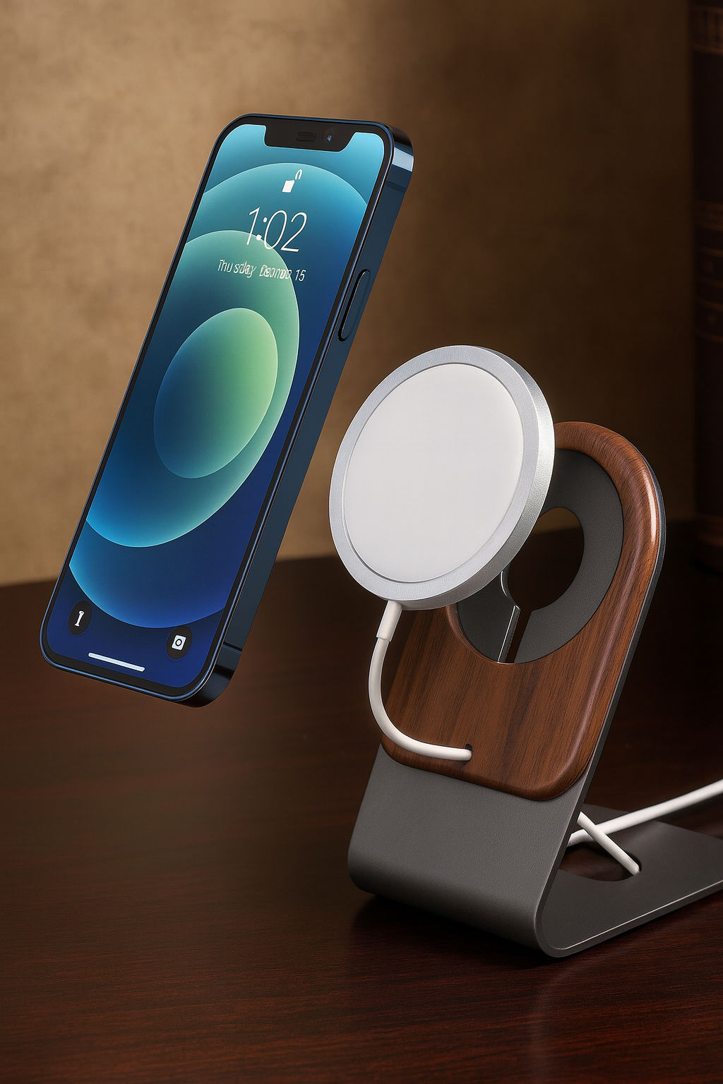Wooden MagSafe Wireless Charging Phone Stand for iPhone