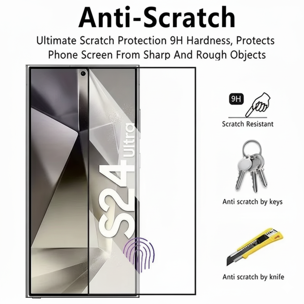 Samsung S24 / S25 Plus & Ultra 3 Pcs Tempered Glass – Fingerprint Unlock