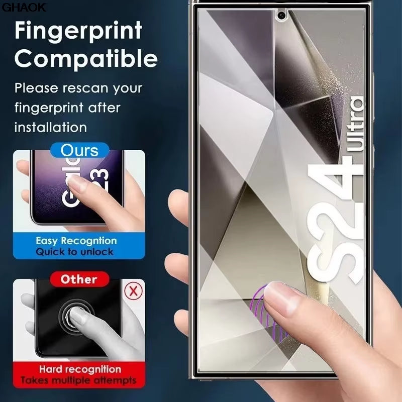 Samsung S24 / S25 Plus & Ultra 3 Pcs Tempered Glass – Fingerprint Unlock