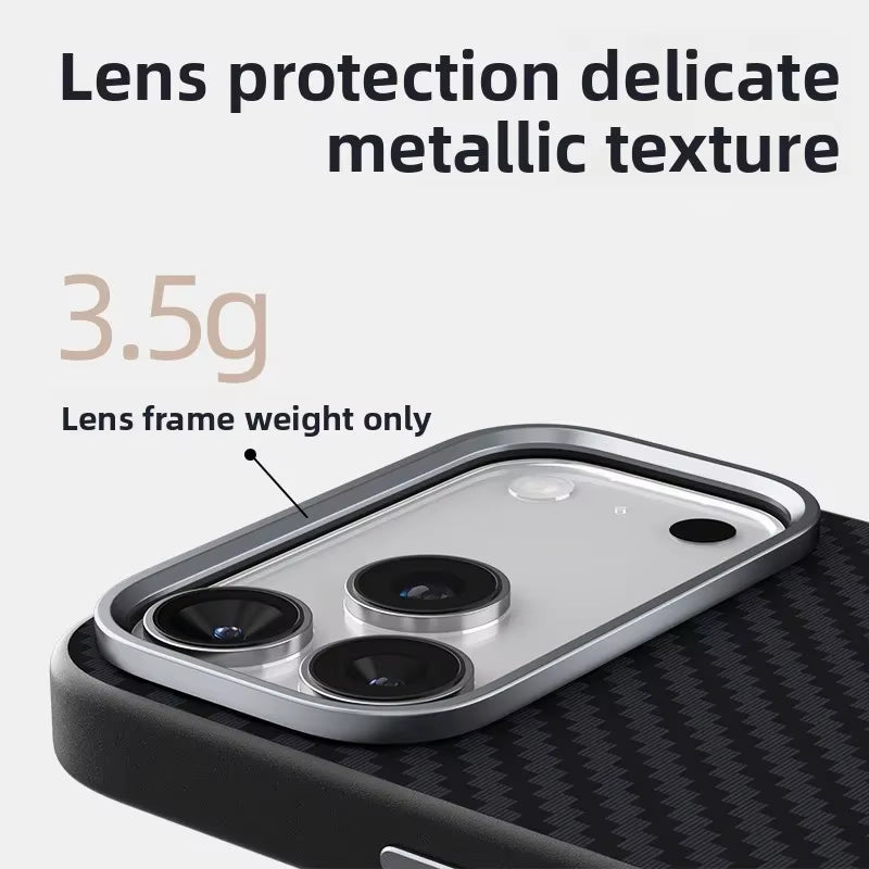 Ultra-Thin Carbon Fiber MagSafe Case – Alloy Lens Protection for iPhone 17 Pro / Pro Max