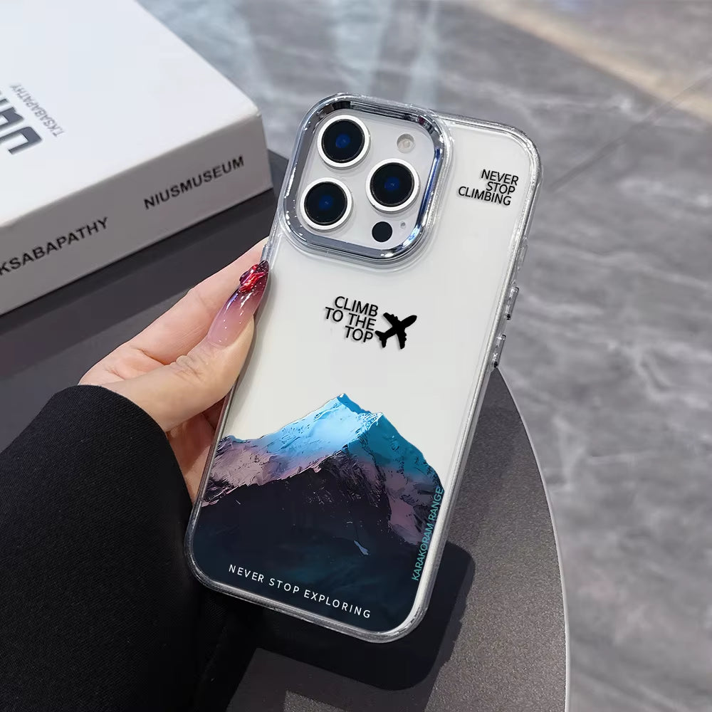 Luxury Mountain Peak Aircraft Phone Case for Iphone 17 16E 16 15 14 13 12 11 Mini Pro Max X XR XSMAX 8 7 Air plus Soft Cover
