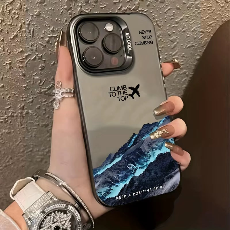 Mountain Peak Plane Phone Case for Iphone 16 15 14 13 12 11 Pro Max XS X XR 7 8 plus SE 2020 SE 2022 Shockproof TPU Bumper Cover