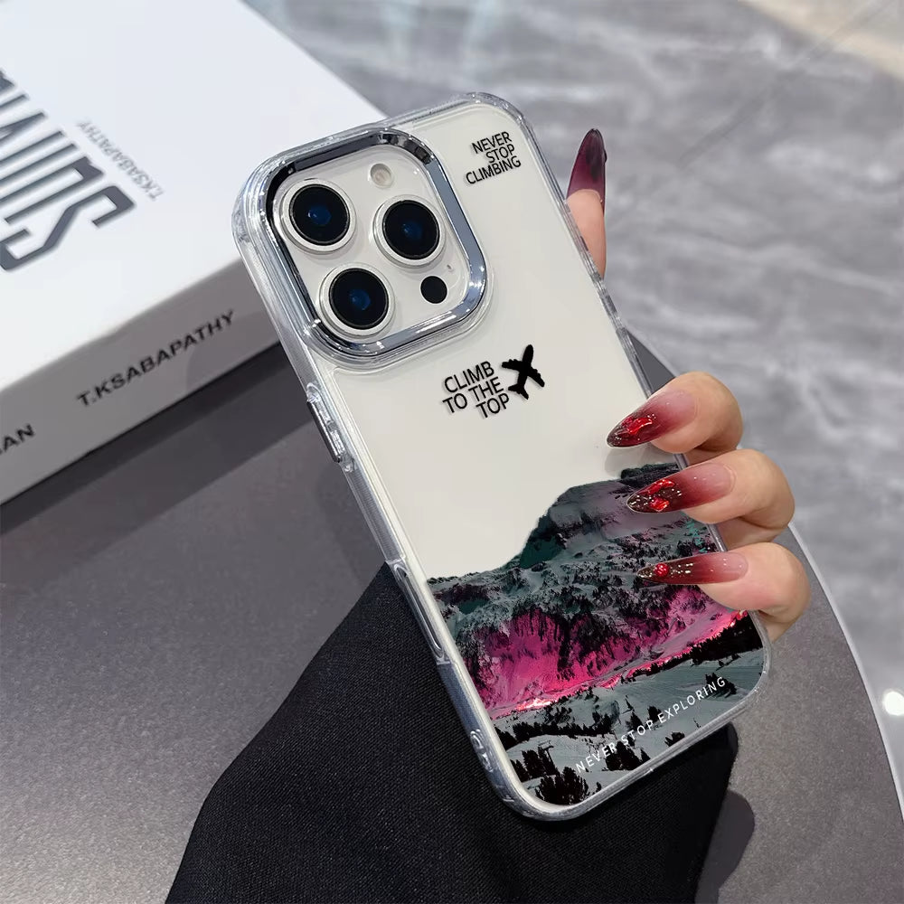 Luxury Mountain Peak Aircraft Phone Case for Iphone 17 16E 16 15 14 13 12 11 Mini Pro Max X XR XSMAX 8 7 Air plus Soft Cover