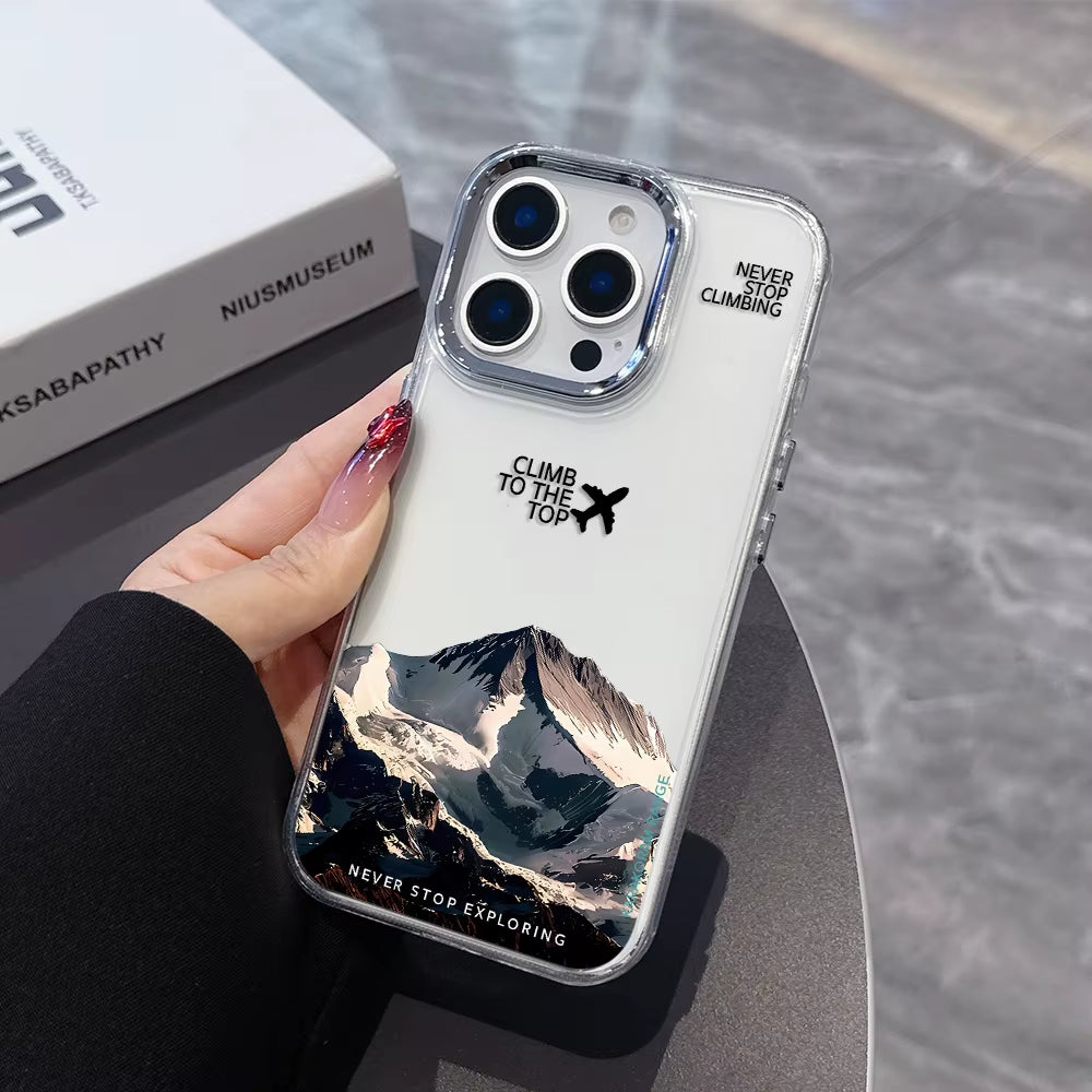 Luxury Mountain Peak Aircraft Phone Case for Iphone 17 16E 16 15 14 13 12 11 Mini Pro Max X XR XSMAX 8 7 Air plus Soft Cover