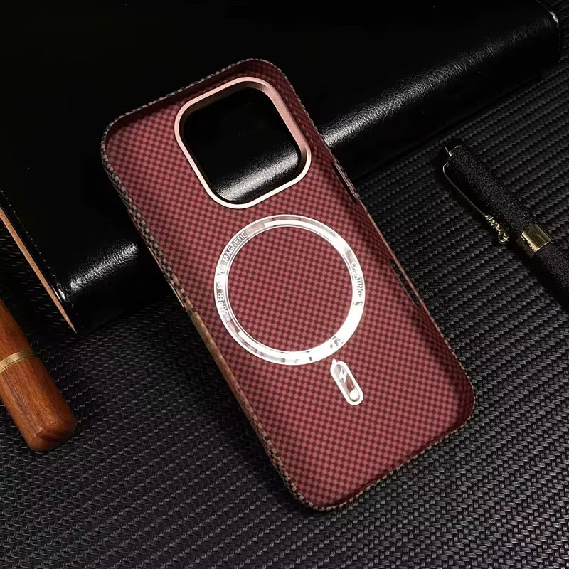 Carbon Fiber Relief MagSafe Phone Case for iPhone 14, 15, 16, Pro / Pro Max