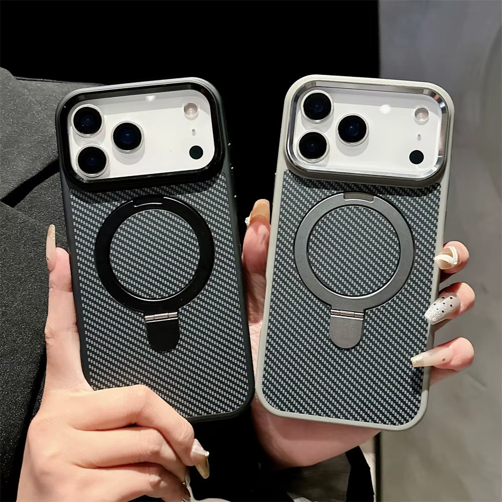 MagSafe Carbon Fiber Case for iPhone 17 Pro / Pro Max – Stand Holder