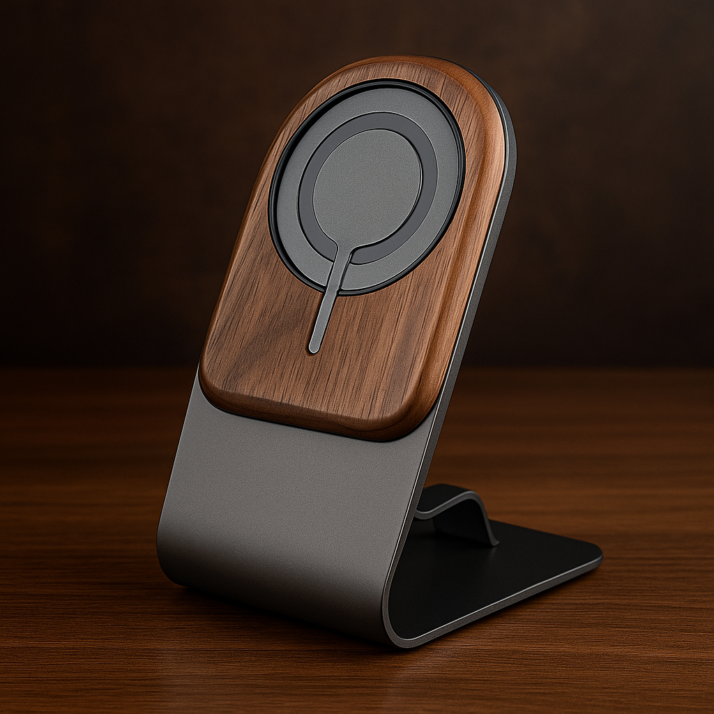 Wooden MagSafe Wireless Charging Phone Stand for iPhone