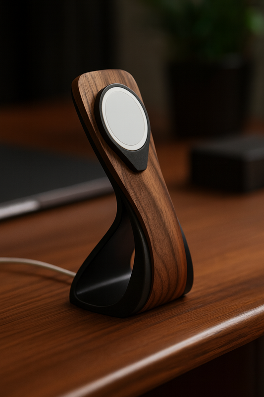 Custom Wooden MagSafe Charging Stand – Creative Desktop Phone Holder