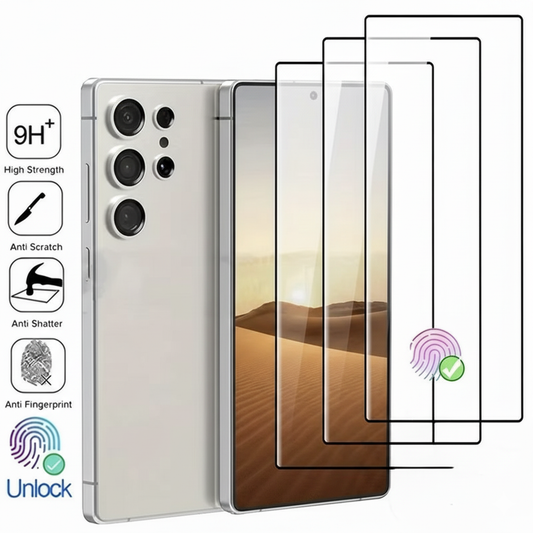 Samsung S24 / S25 Plus & Ultra 3 Pcs Tempered Glass – Fingerprint Unlock
