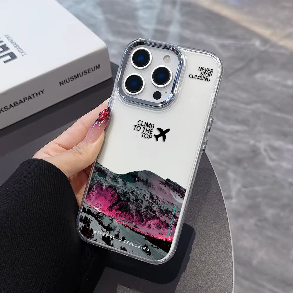 Luxury Mountain Peak Aircraft Phone Case for Iphone 17 16E 16 15 14 13 12 11 Mini Pro Max X XR XSMAX 8 7 Air plus Soft Cover