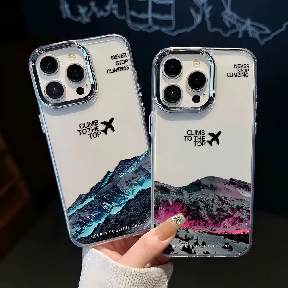 Luxury Mountain Peak Aircraft Phone Case for Iphone 17 16E 16 15 14 13 12 11 Mini Pro Max X XR XSMAX 8 7 Air plus Soft Cover
