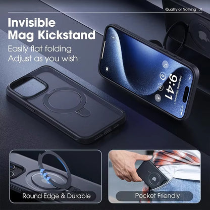 MagSafe Magnetic Case with Ring Stand for iPhone 14–16 Pro / Pro Max