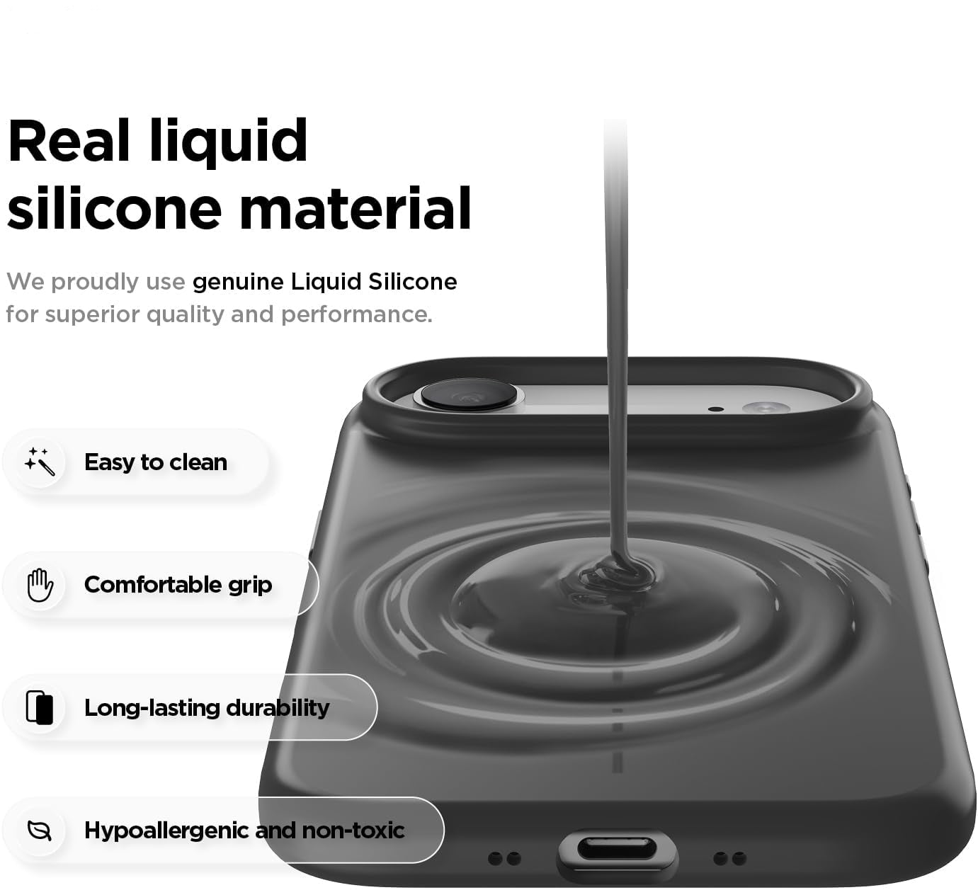 Magnetic Silicone Case for iPhone 17 Air 6.5" MagSafe Slim Shockproof Black