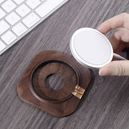 Walnut Wood MagSafe Phone Charger Stand Holder Fast Wireless Charging Dock