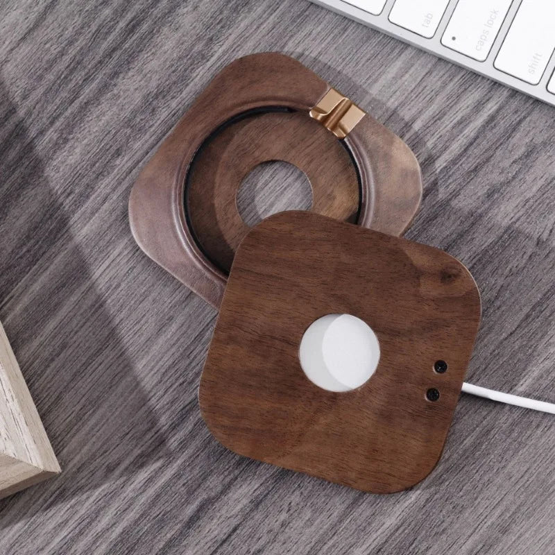 Walnut Wood MagSafe Phone Charger Stand Holder Fast Wireless Charging Dock
