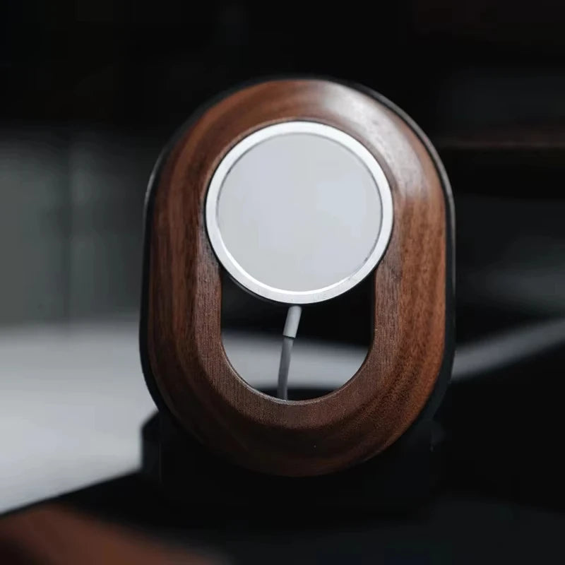 MagSafe Magnetic Walnut Wood Phone Stand Wireless Charging Holder iPhone