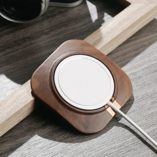 Walnut Wood MagSafe Phone Charger Stand Holder Fast Wireless Charging Dock