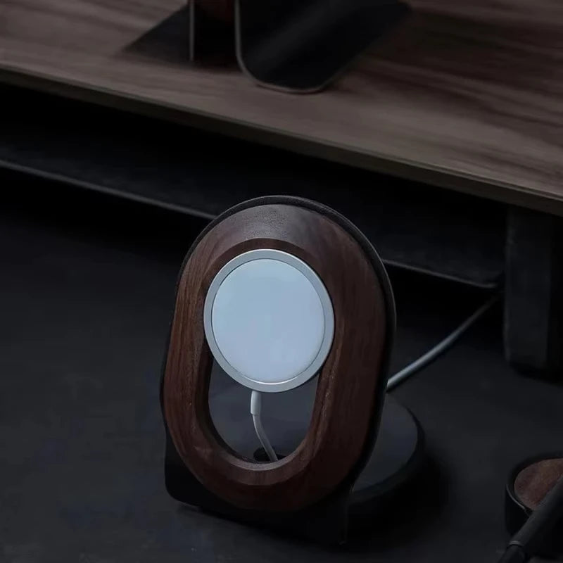 MagSafe Magnetic Walnut Wood Phone Stand Wireless Charging Holder iPhone
