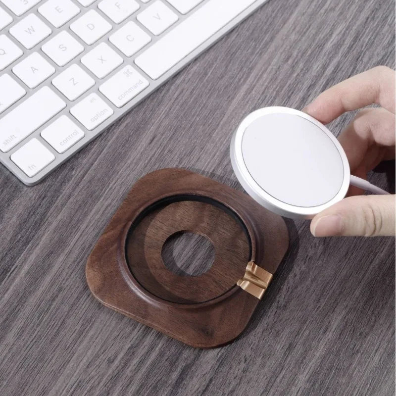 Walnut Wood MagSafe Phone Charger Stand Holder Fast Wireless Charging Dock