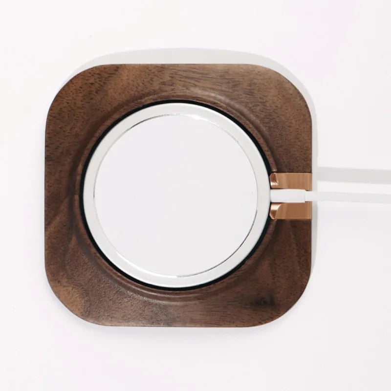 Walnut Wood MagSafe Phone Charger Stand Holder Fast Wireless Charging Dock