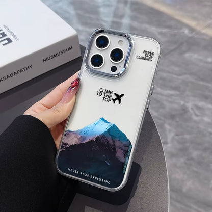 Luxury Mountain Peak Aircraft Phone Case for Iphone 17 16E 16 15 14 13 12 11 Mini Pro Max X XR XSMAX 8 7 Air plus Soft Cover