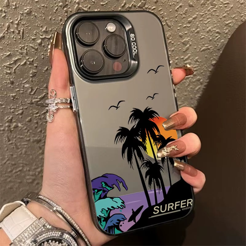 Fashion Car Snow Mountain Electroplate Silver IMD Phone Case for Iphone 15 14 13 12 11 16 Pro Max 7 8 plus X XS Shockproof Cover