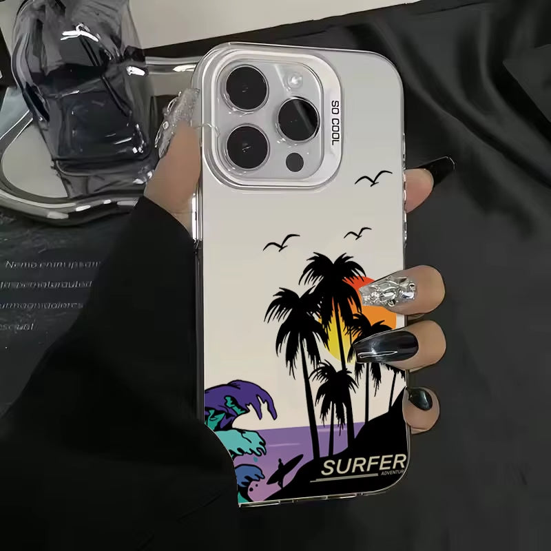Fashion Car Snow Mountain Electroplate Silver IMD Phone Case for Iphone 15 14 13 12 11 16 Pro Max 7 8 plus X XS Shockproof Cover