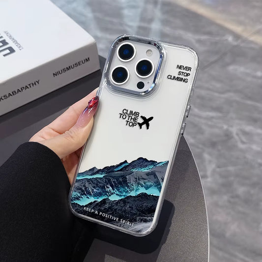 Luxury Mountain Peak Aircraft Phone Case for Iphone 17 16E 16 15 14 13 12 11 Mini Pro Max X XR XSMAX 8 7 Air plus Soft Cover