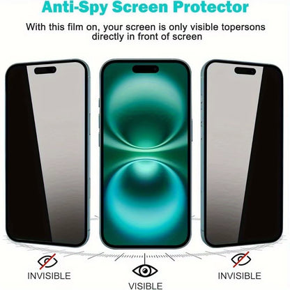 Privacy Tempered Glass Screen Protector 3 Pcs for iPhone 14–17 Pro & Pro Max / Air